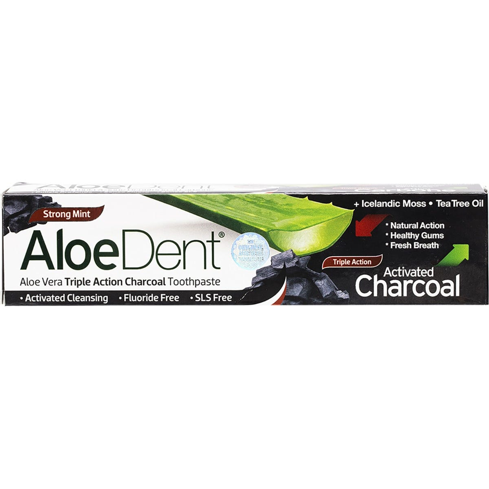 Aloe Dent Aloe Dent Toothpaste Fluoride Free Triple Action Activated Charcoal