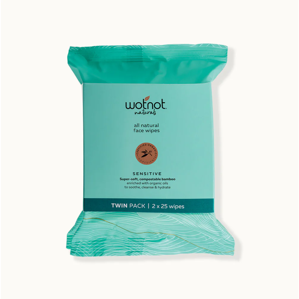 Wotnot All Natural Face Wipes Sensitive (2x25 Wipes)