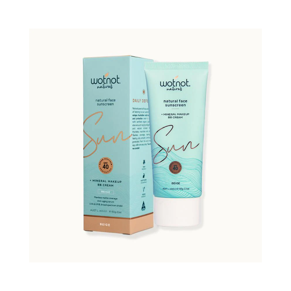 Wotnot Naturals Natural Face Sunscreen SPF 40 Light-Medium BB Cream 60g