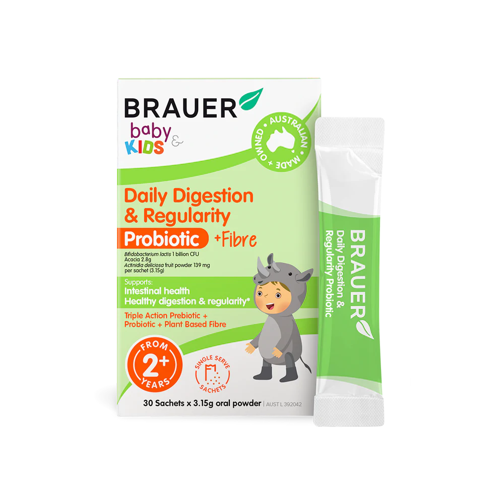 Brauer Baby & Kids Daily Digestion & Regularity Probiotic + Fibre Sachets Oral Powder (3.15g)