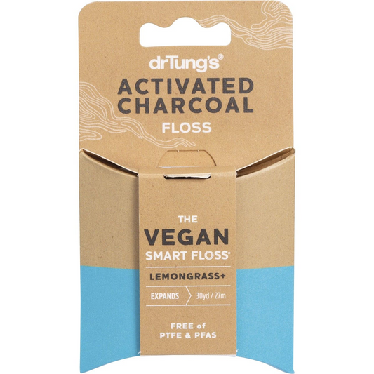 Dr Tung's Smart Vegan Dental Floss Activated Charcoal & Lemongrass 27m