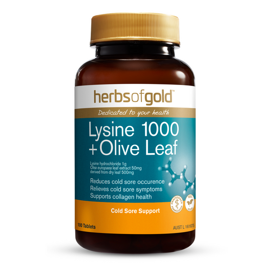 Herbs of Gold Lysine 1000 + Olive Leaf