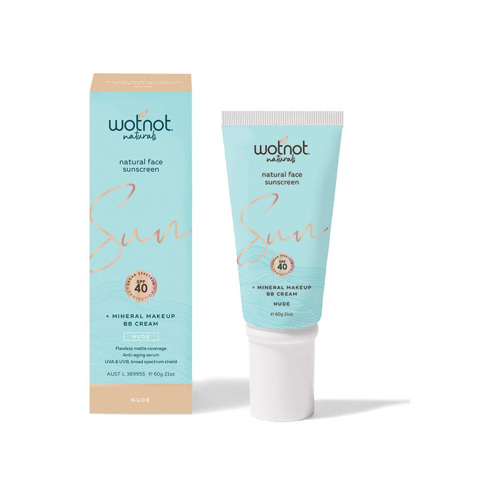 Wotnot Naturals Natural Face Sunscreen SPF 40 + Mineral MakeUp BB Cream Nude