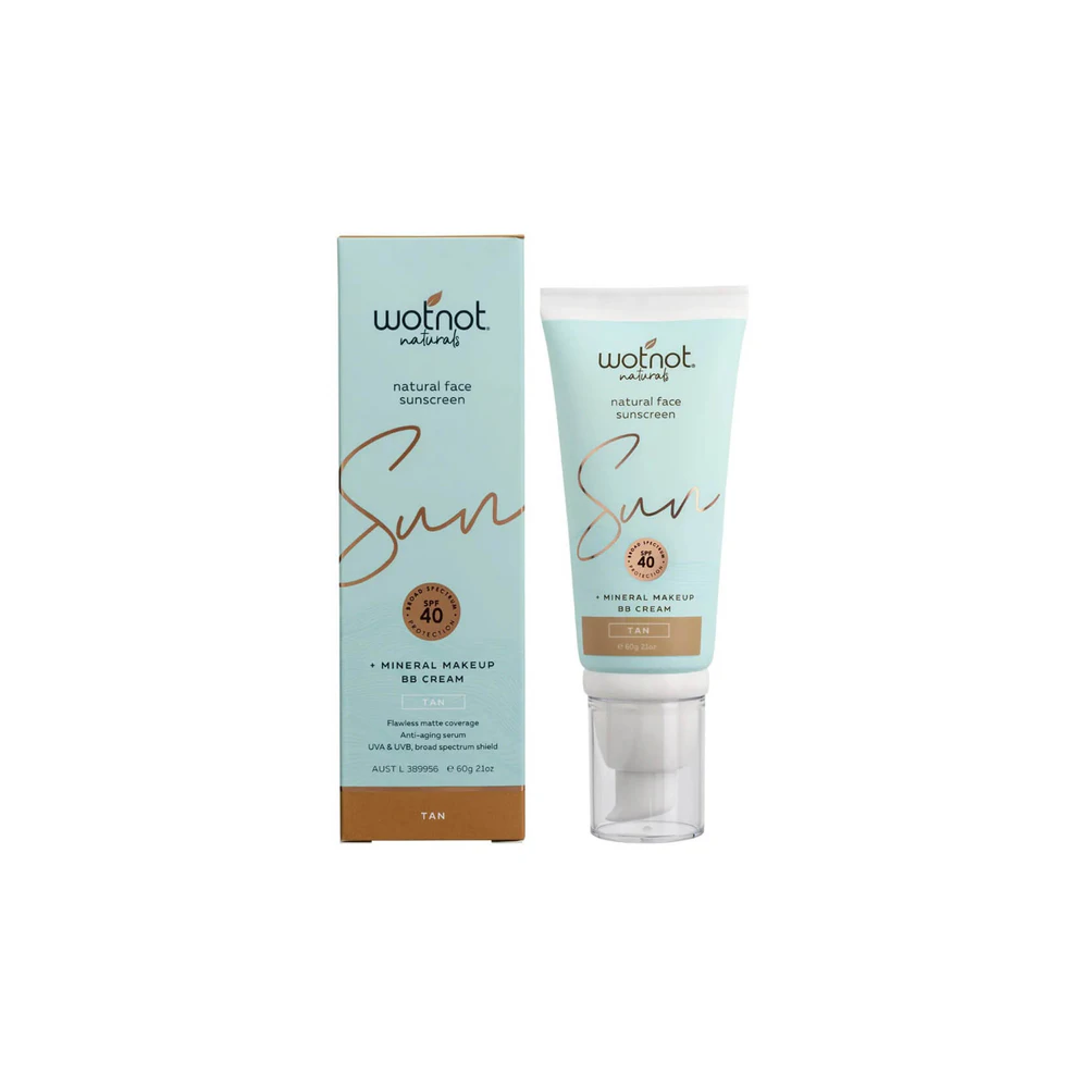 Wotnot Naturals Natural Face Sunscreen SPF 40 + Mineral MakeUp BB Cream Tan