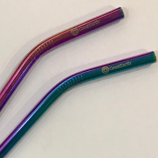 [25307665] GE 8mm Steel Straw Bent Rainbow