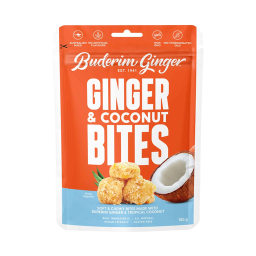 [25375299] Buderim Ginger Ginger &amp; Coconut Bites Soft &amp; Chewy Bites